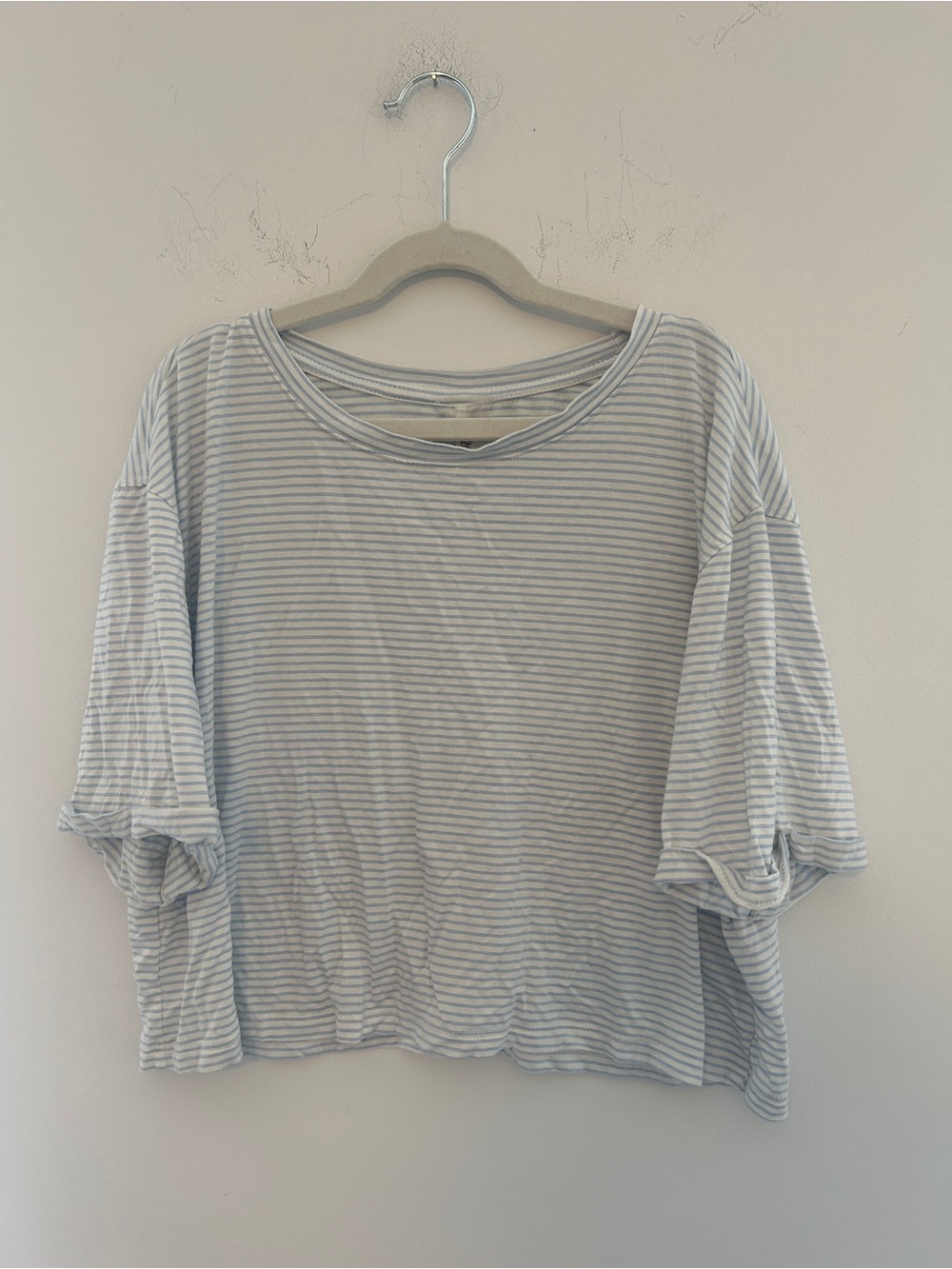Striped Light Blue Long Sleeve Relaxed Tee